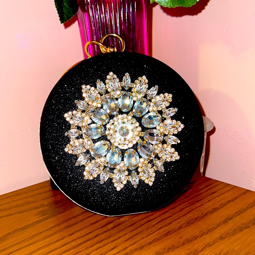 Most Wanted Black Glitter Circular Bag